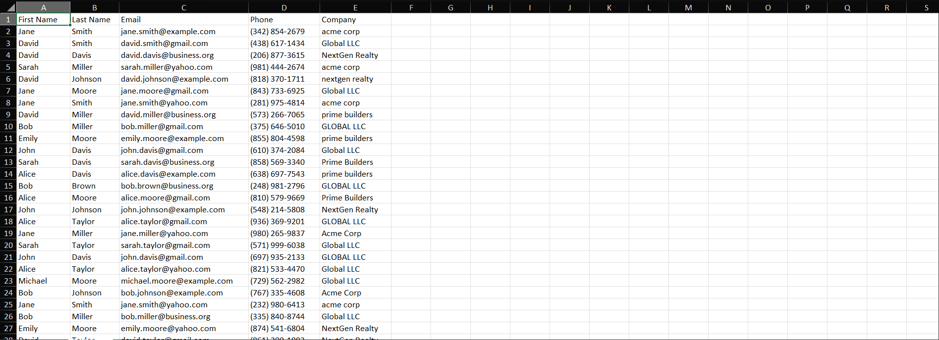After: cleaned CSV output