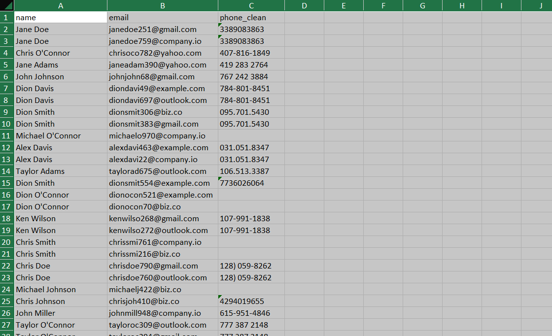 After: validated dataset output